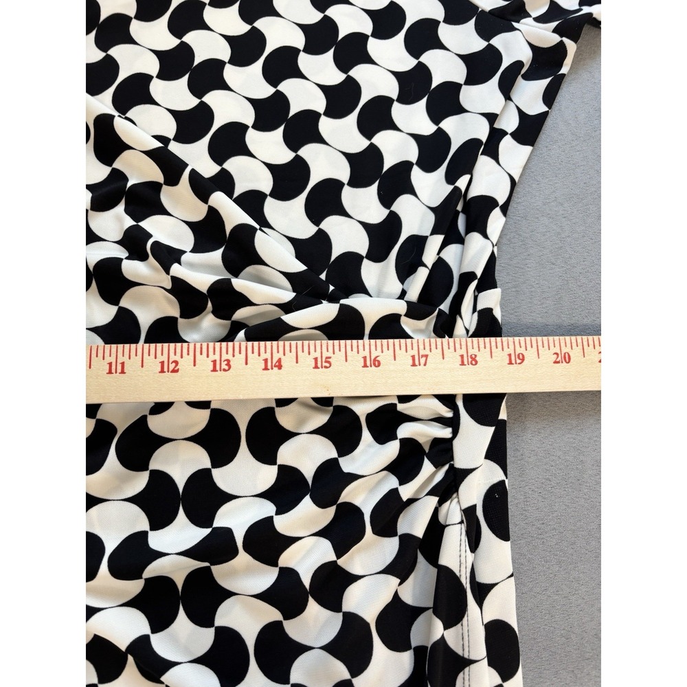 Talbots Geometric Stretch Midi Dress Size 1X Ruched Flowy Office Modest Church - Picture 5 of 12